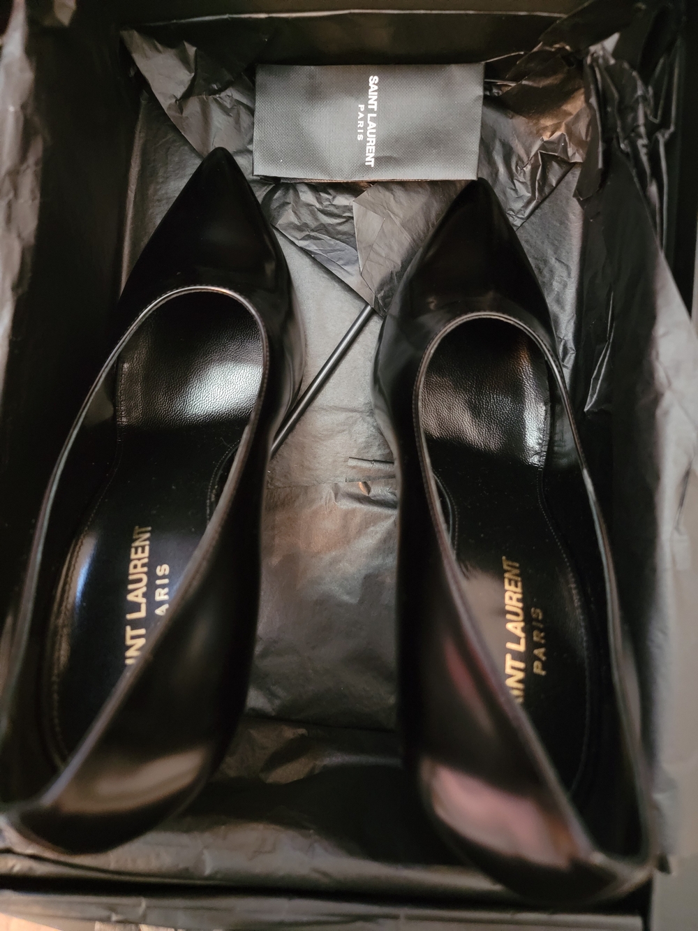 New Saint Laurent Black Stiletto Bootie Sz 40 - Picture 3 of 6